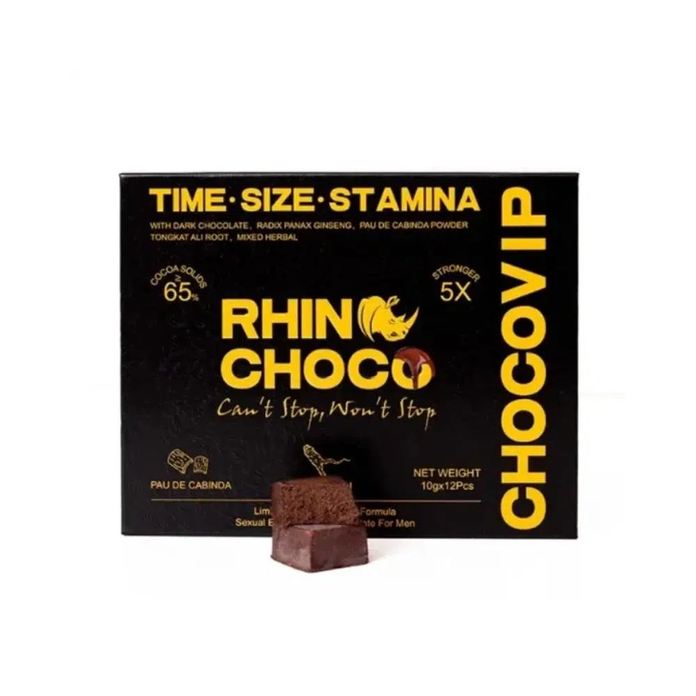Rhino-Chocovip Chocolate for Men 12 Pieces 10 grams each of Rhino-Choco