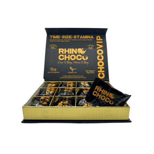 Rhino-Chocovip Chocolate for Men 12 Pieces 10 grams each of Rhino-Choco