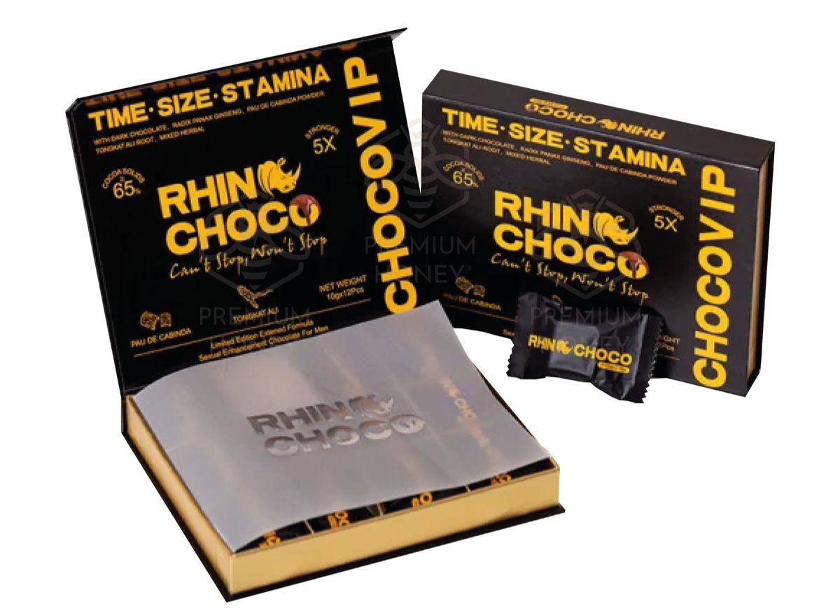 Rhino-Chocovip Chocolate for Men 12 Pieces 10 grams each of Rhino-Choco