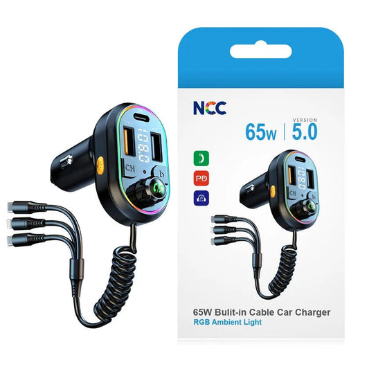 63W RGB Fast Car Charger with 3-in-1 Charging Cable